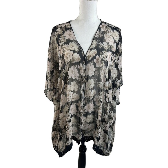 Mason + Mackenzie Sheer Neutral Granny Floral Kimono Size Med Boho Festival - Picture 1 of 10